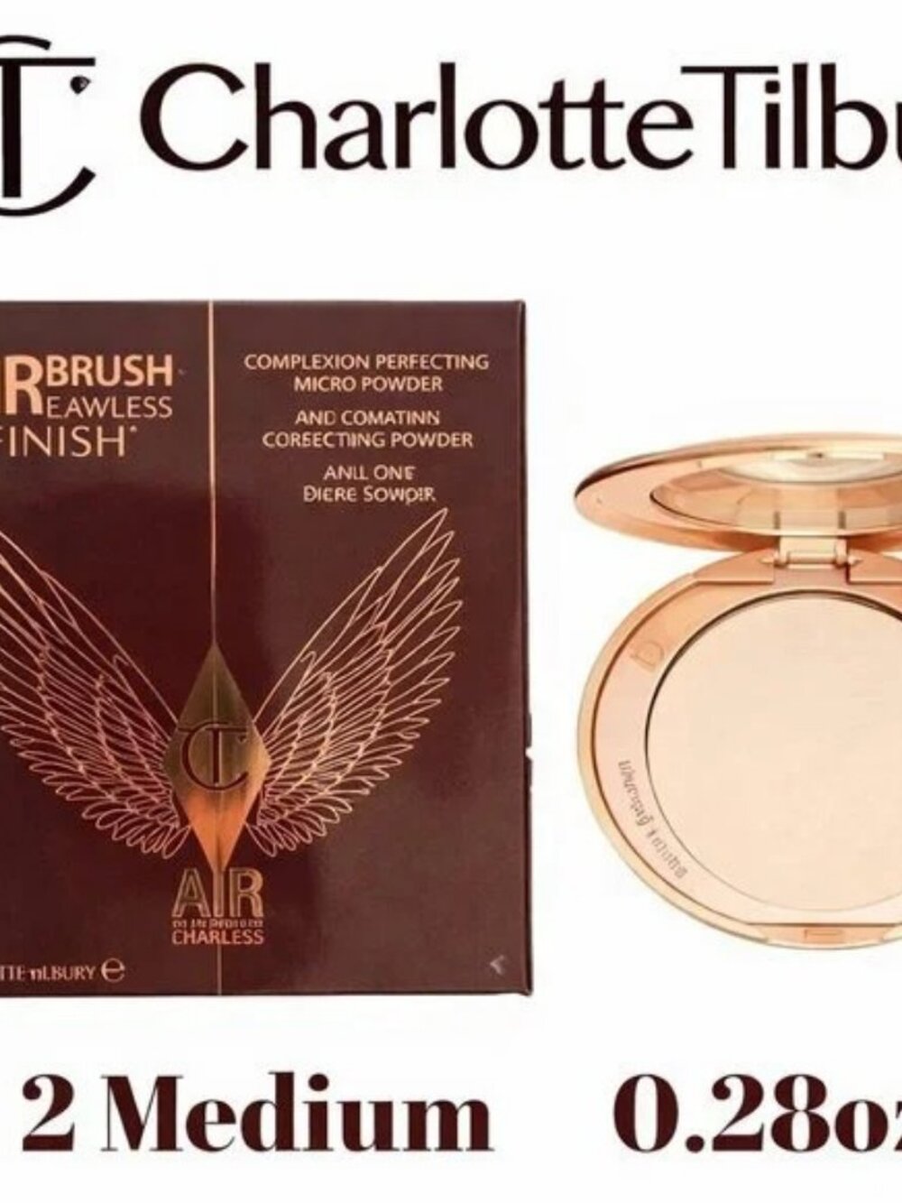 Charlotte Tilbury Airbrush Flawless Finish Setting Powder -Medium #2 NEW